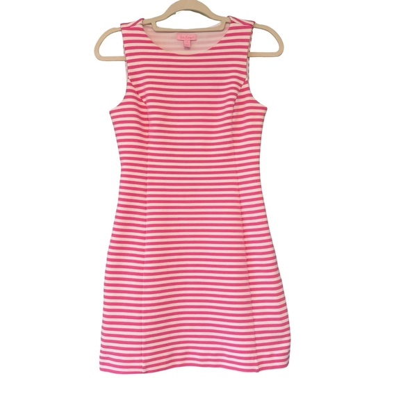 Lilly Pulitzer Whiting Hotty Pink Ottoman Stripe Cut Out Jersey Shift Dress,Sz 6 - Picture 12 of 15